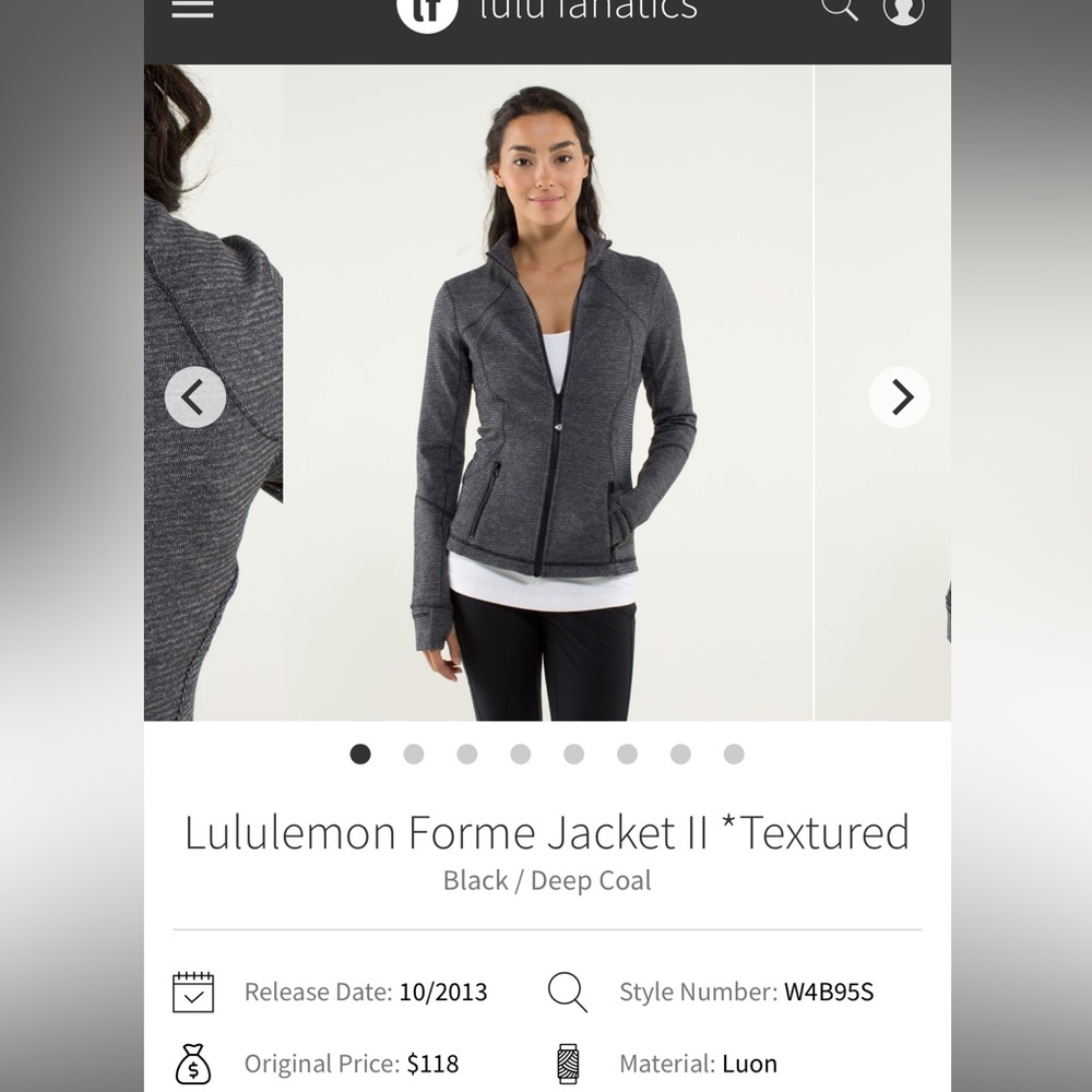 Lululemon Forme Jacket II *Textured
Black / Deep Coal